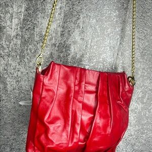 Elegant Red Leather Shoulder Bag